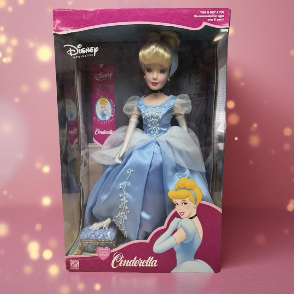 Disney Princess Cinderella Porcelain Doll Elegant Blue Gown 16” Tall  NIB